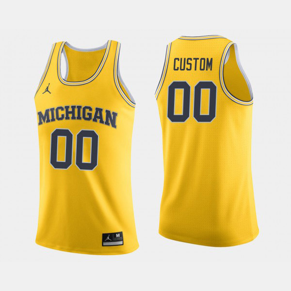 Men University of Michigan #00 Custom Yellow Jordan Brand College Basketball Jersey